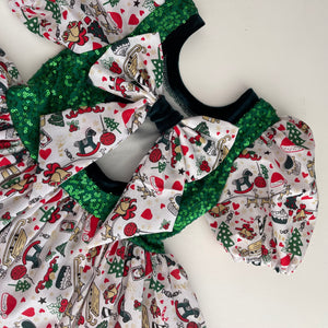 Kitsch Christmas Bow Back Twirly Dress