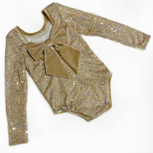 Golden Girl sequin Bow Back Bodysuit